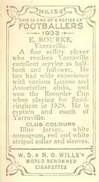 1933 Wills's Victorian Footballers (Small) #154 Edward Bourke Back